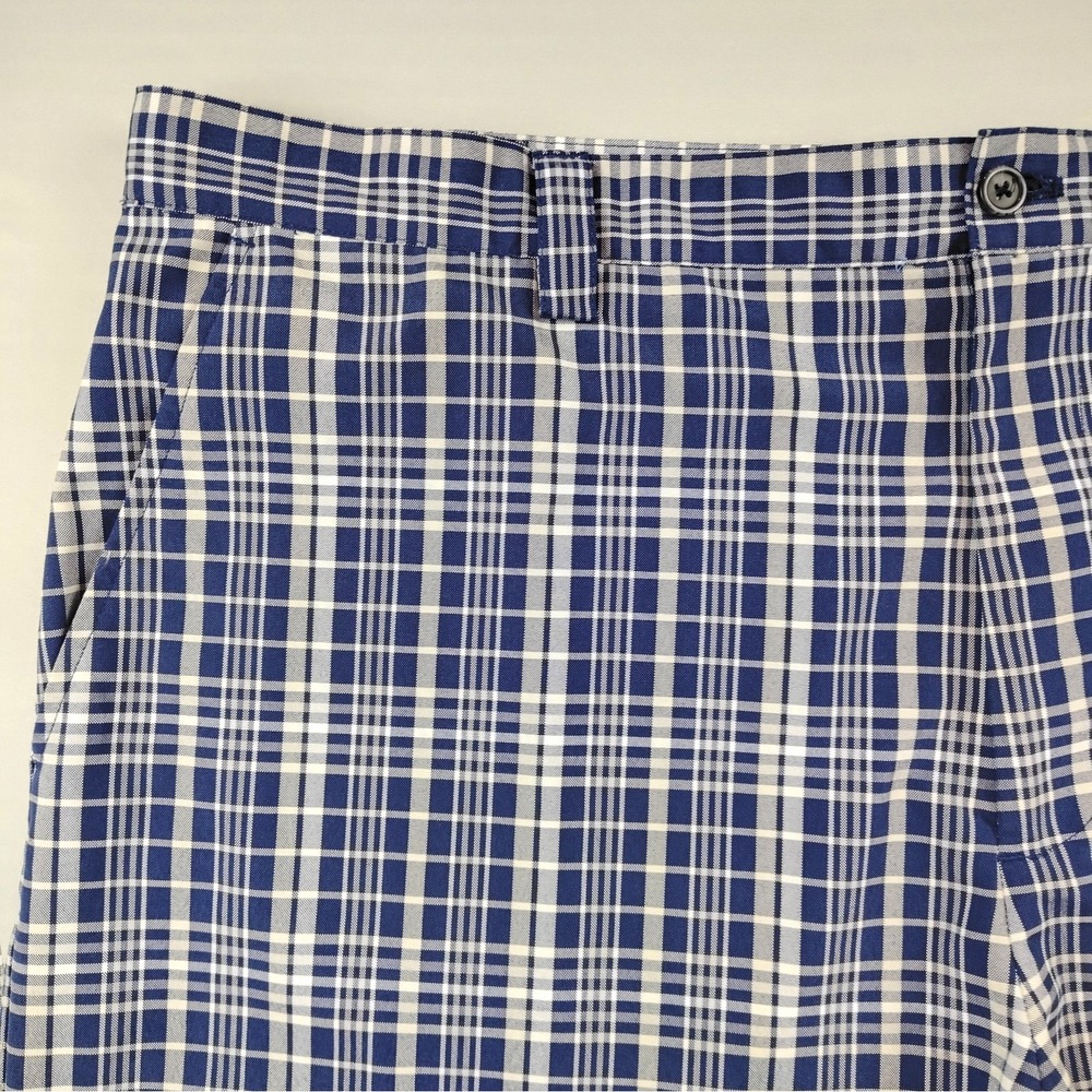 IZOD PerformX Golf Shorts Men's 42 Blue Plaid Performance Stretch Flat Front - Picture 4 of 13